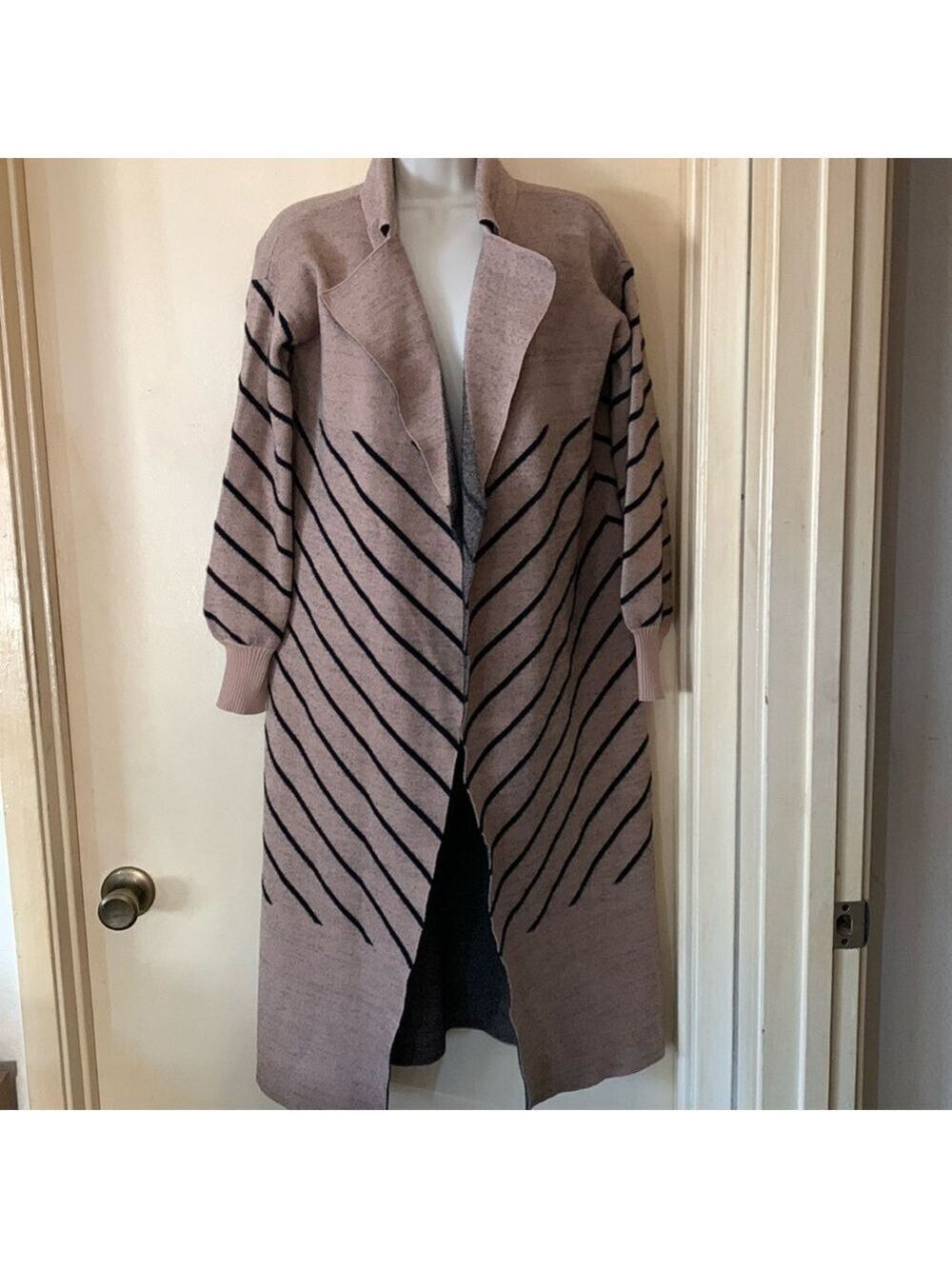 River Island black and tan chevron duster sweater size XS